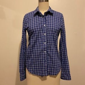Steven Alan blue plaid button up shirt SMALL